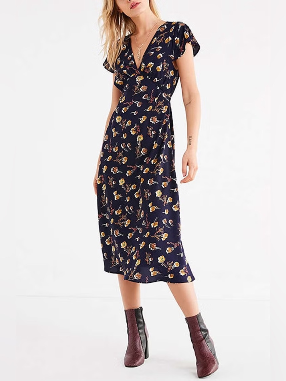 Urban Outfitters Flutter Sleeve Midi Dress Medium Dainty Girly